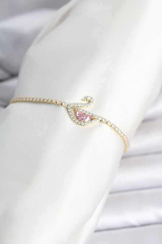 Pirinç Gold Renk Zirkon Taşlı Swan Model Su Yolu Kadın Bileklik